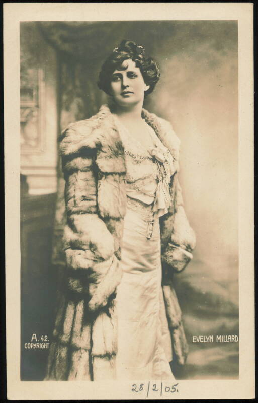 Evelyn Millard in Fur Coat and Lace Gown