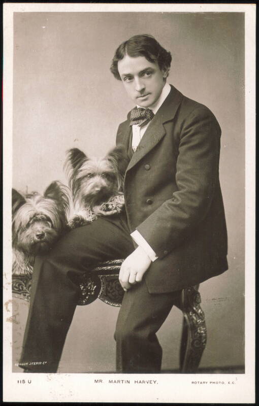 Mr. Martin Harvey Seated with Two Small Terrier Dogs