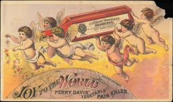 Perry Davis' Vegetable Pain Killer, Flying Cherubs Trade Card