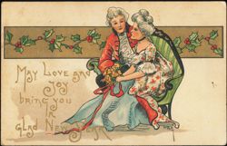 May Love and Joy Bring You a Glad New Year, Couple Postcard