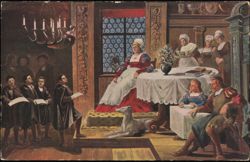 Martin Luther as Choirboy Singing Before Frau Cotta Postcard