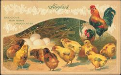 Huyler's Chocolates Advertising Chicks and Rooster Postcard