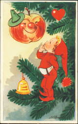 Lucie Lundberg Christmas Elf with Apple Ornament Postcard
