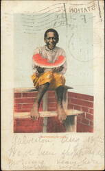 Watermelon Jake, Boy Eating Watermelon Slice Postcard