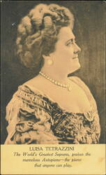 Luisa Tetrazzini Soprano Autopiano Piano Advertising Postcard