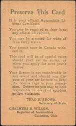 1923 Ohio Automobile Certificate, 1918 Haynes Roadster Postcard