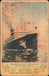 Dollar Steamship Line Orient-Round The World Fleet Postcard