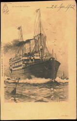 Hamburg-Amerika Linie Ocean Liner by Willy Stöwer Postcard