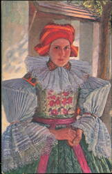 Ve Svátečním Úboru, Woman in Folk Dress by A. Schück Postcard