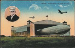 Luftschiffhafen Airship Hangar & Ferdinand von Zeppelin Postcard