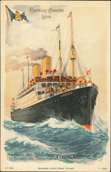 Hamburg-Amerika Linie Steamship Cleveland at Sea Postcard