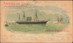 American Line S.S. New York, Flag Raising by Pres. Harrison Postcard