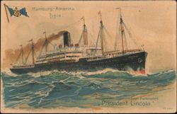 Hamburg-Amerika Linie Steamship President Lincoln Postcard