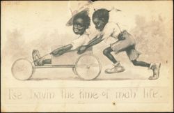 E.W. Kemble Black Americana, I'se Havin Time of Mah Life Postcard