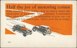 Half The Joy Of Motoring, Car Lubrication Advertising Postcard