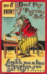 Don't Play Possum, Scratch Me a Line, 1909 Crite Comic Postcard