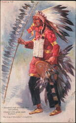 Native American Chief, The Song of Hiawatha Tuck Oilette Postcard