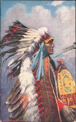 Chief Stranger Horse with Beaded Pipe Bag, Tuck Oilette Postcard