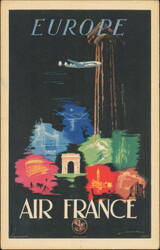 Air France Europe Travel Poster by Edmond Maurus Postcard