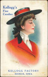 Kellogg's Fine Candies, Elegant Woman in Red Coat Postcard