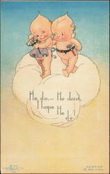 Rose O'Neill Kewpies 'He Do, He Don't' Klever Kard Postcard