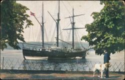 Polar Ship Fram Outside Amundsen Home near Christiania Postcard
