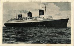 SS Normandie French Line Ocean Liner, New York Postcard