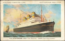 Holland-America Line T.S.S. Statendam Ocean Liner Postcard
