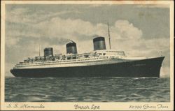 S.S. Normandie Ocean Liner, French Line 82,799 Gross Tons Postcard