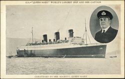 Queen Mary World's Largest Ship and Her Captain Postcard