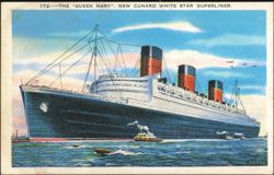 The Queen Mary, New Cunard White Star Superliner Postcard
