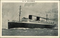 S. S. Columbus Passenger Ocean Liner at Sea Postcard