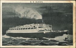 S.S. Europa Ocean Liner at Sea Postcard