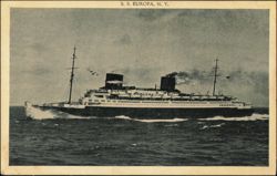 S.S. Europa Ocean Liner at Sea Postcard