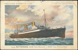 Holland-America Line T.S.S. Rotterdam Ocean Liner Postcard