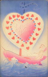 Cupid Sailing Boat with Heart Sail To My Valentine Postcard