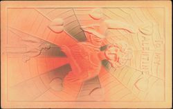 To My Valentine, Woman Spider Catching Man in Web Postcard