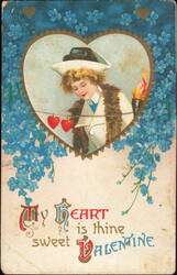 My Heart Is Thine Sweet Valentine, Lady in Fur Coat Postcard