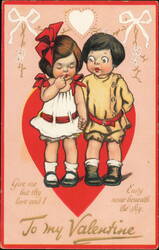 To My Valentine Boy & Girl, Tuck Loving Hearts No. 14 Postcard