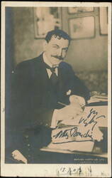 Arthur Bourchier Seated at Desk Writing Postcard