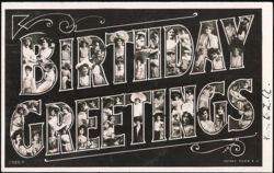 Birthday Greetings Composite of Edwardian Actresses Postcard