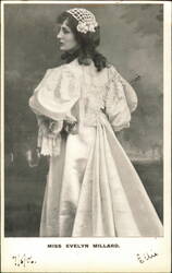 Miss Evelyn Millard in Satin and Lace Gown Postcard