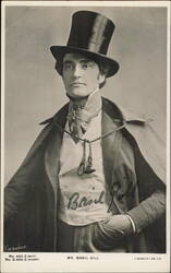 Basil Gill in Period Costume with Top Hat and Cape Postcard