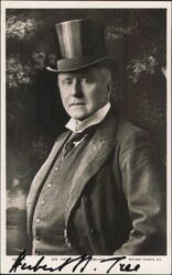Sir Herbert Beerbohm Tree in Top Hat and Frock Coat Postcard