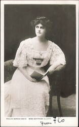 Gertrude Elliott Seated in Lace Dress Holding Book Postcard