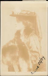Gertrude Elliott in Hat with Veil and Fur Muff Postcard