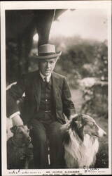 George Alexander with Dogs Patsy and Pan Postcard