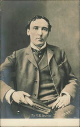 H. B. Irving Seated Studio Portrait Holding a Book Postcard