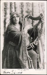 Lily Brayton as Iseult with Harp Postcard