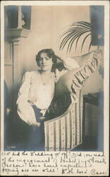 Miss Lily Brayton Seated in High-Back Armchair Postcard